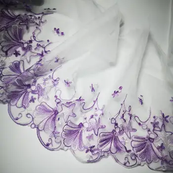 1 Pagalmā 18 cm plata Rozā, Violeta Zila Embroided Ziedu Mežģīnes, Audumi, Izšūti Mežģīnes Apdari Acs Šūšanas Aplikācijas Kleita Apdare