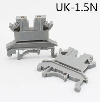 10Pcs UK1.5N UK1.5 Skrūvju Padevi, izmantojot Universal Plug 2-Connductor Vadu Elektrisko Savienotāju DIN Sliedes Spaiļu Bloku, AK 1.5 N