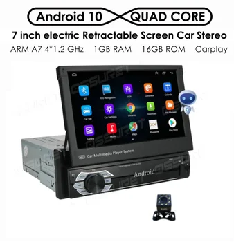 1DIN Android 10 Automašīnas Radio Stereo Multimediju GPS Navigācijas Atskaņotājs Ekrāna Autoradio 7