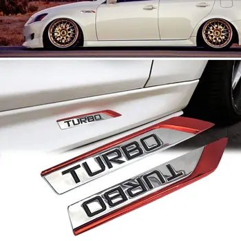 1pair 3D Metāla Turbo Logo Automašīnas Pusē Spārns Aizmugurējais Bagāžnieka Emblēmas Nozīmīti Decal Uzlīmes, Auto Virsbūves Sporta Uzlīmes, Auto Dekori Aksesuāri