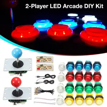 2-Player DIY Arcade Kursorsviru Komplekts LED Arcade DIY Komplektu Ar 20 LED Arcade Pogas Un 2 Džoistiki Encoder Komplekta Spēle Daļas, kas
