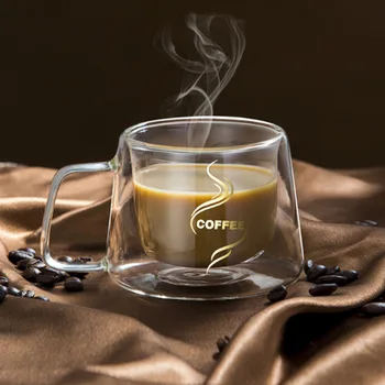 200ml Kafijas Krūze Espresso Cup Siltuma Stikla Dubultu Sienu, Augstas Borsilikāta Krūzes divslāņu Pārredzamu Kausa Dāvanas