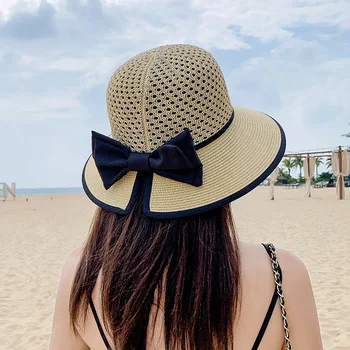 2022 cepuri sievietei pavasara un vasaras sieviešu saulessargs lielo loku pludmales cepure āra ceļojumu trikotāžas izšūšanas saules cepure platām malām cepure