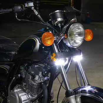 2gab TL064 Motociklu LED Signāla Gaismas Universālā Elastīga Melna Priekšējā Dakša Baltā Gaisma, Dienas Gaitas Lampas Motociklu
