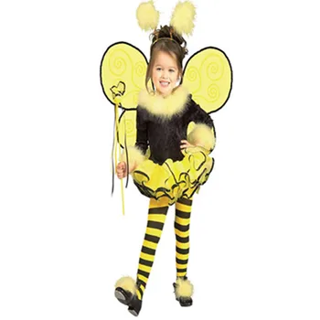 3 Gab. Dzīvnieku Cosplay Gudrs Bišu Kostīms Bērniem Halloween Kostīmi Meitene Dzeltenu Masku Savienojumu Spārniem Bišu Drēbes M8068