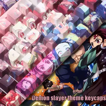 Anime Demon Slayer Tēma Keycaps Tastatūras Kimetsu Nav Yaiba Ķiršu 108 Galvenie Klp Pbt Materiāls Otaku Spēle Atskaņotāju Piederumi Dāvanu