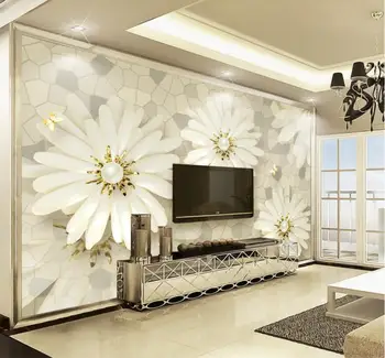 beibehang Custom tapetes, 3d Eiropas stila zelta rotaslietas, ziedu, akmens mozaīkas modelis TV fona sienas sienas 3d tapetes