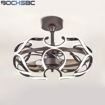BOCHSBC Modernu LED Griestu Ventilators Gaismas Alumīnija Tālvadības Inverter Ventilators Karājas Lampas Restorāns, Guļamistaba, Ēdamistaba Dzīvojamā