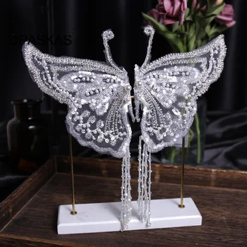 Butterfly Matu Spraudes Sievietēm Fahsion White Pearl Fāzēm, Matadatas Kāzu Līgavas Matu Aksesuāri, Burvīgs Cepures Rotaslietas