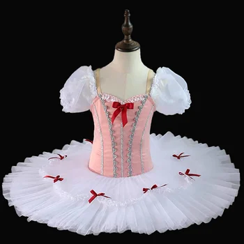 Bērnu baleta svārki darbības drēbes meitenēm Sleeping Beauty bubble sleeve loku Tutu Svārki izpildes posmā sniegumu