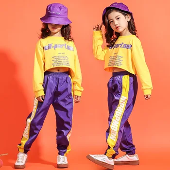 Bērnu Ikdienas Bikses Apgriezts sporta Krekls Krekls Hip Hop Apģērbs, Drēbes, Džeza Deju Kostīms Meitenēm Balles Dejas Streetwear