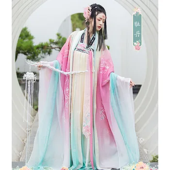 ChongHuiHanTang Sākotnējā Tang Dynasty Hanfu Kleita Sievietēm Eleganto Peonija Izšuvumi Pasaku Deju Kleitas Uzvalks 2022. Gada Vasaras, Jaunas