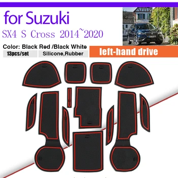 Durvju Groove Putekļu necaurlaidīgs Spilventiņu Suzuki SX4 S Cross GL JY Crossover 2014~2020 2015 Gumijas Paklājiņš Kausa Uzglabāšanas Vārtiem Spēļu Auto Sticke Paklājs