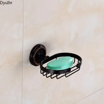 DyuIhr Eiropas stila vienkāršu vannas istaba melna bronzas ovāls ziepju trauks pie sienas ziepju paliktni ziepēm neto vannas istabas piederumi