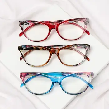 Dāmas Ziedu Lasīšanas Brilles Modes Cat Eye Drukāšanas Skaidrs, Vecuma Tālredzība Brilles Stikla Ultravieglajiem Ar Pakāpe +1.0 ~ +4.0