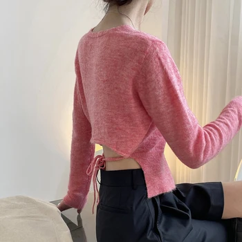 Elegants Ar Garām Piedurknēm Mohēra Džemperis Sievietēm Ir 2021. Jauno Singlu-Krūšu Sieviešu Jaciņa Mīksta, Elastīga Trikotāžas Outwear