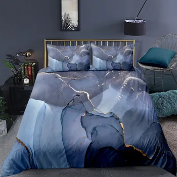 Geometrische Marmor Bettbezug Kissenbezug 3D Druck Bettwäsche Uzstādīt Erwachsene Veida Mazulis Schlafzimmer Sega Abdeckung Einzigen Twin