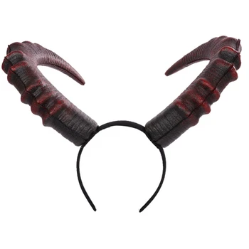Gothic Halloween Cosplay Matu Aksesuāri Reāli Black Red Ilgi Devils Ragu Galvu Karnevāla Puse Galvas Apsējs Hairband