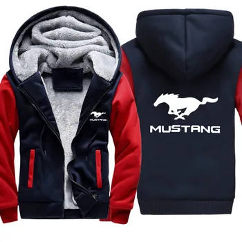 Hoodies Vīriešiem Mustangs Auto Logo Drukāt Jaka Mens Hoodies Ziemas Sabiezēt Siltu Vilnas kokvilnas Rāvējslēdzēju Mētelis Vīrietis, Treniņtērpi G