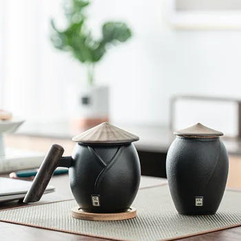 Ir 2021. Jaunu Keramikas Tējas Krūzes Kafijas Krūzes Ūdens Kausa 370ml Tēja Var Radošu Dizainu Tradicionālās Ķīniešu Jianghu Kausa un Tēja Var