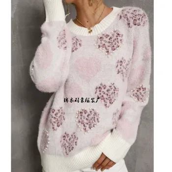 Ir 2021. ziemas jauno rudens ziemas sieviešu Fāzēm mīlestība Pulovers liels džemperis