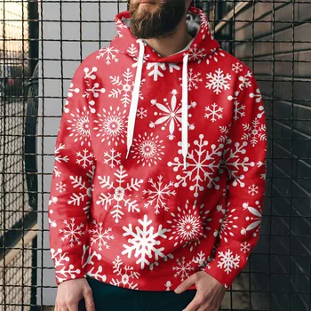 Jaunais Ziemassvētku Sniegpārsla 3d Iespiesti Sweatershirt Rudens Modes Krekli Vīriešiem Atpūta Apģērbu Hoodies Vīriešu Apģērbu Streetwear