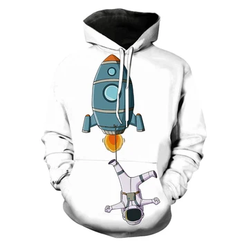 Karikatūra Astronauts Vīriešiem, Hoodies Atdzist Topi Ar Kapuci, Jakas Hip Hop Tīņi 3D Iespiesti Gadījuma Streetwear Pulovers 2022 Karstā Pārdošanas