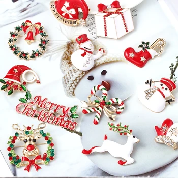 Klasiskās Ziemassvētku Broša Pin Sniegavīrs Santa Claus Boot Vainags Modes Rotaslietas Dāvanu Ziemassvētku Emaljas Pin Piespraudes Puses Dāvanu