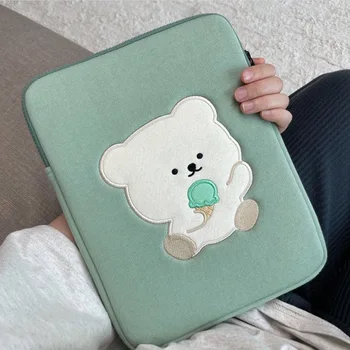 Korejas 11 13 15inch Klēpjdatoru, Planšetdatoru Uzglabāšanas Soma Green Ice Cream Lāču Meitene iPad Sleeve Gadījumā Kokvilnas Oderējums, Aizsardzības Izšuvumi Maku