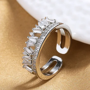 Korejas dubultā slāņa nelegālo zircon gredzenu sieviešu personības tendenci modes rādītājpirkstu vainaga crystal gredzenu micro set rotaslietas