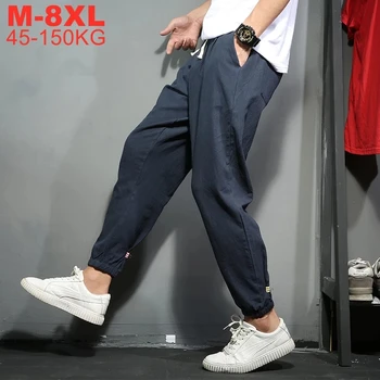 Liela Izmēra 5xl 6xl 7xl 8xl Kokvilnas Veļa Harēma Bikses Vīriešiem Stiept Modes Bikses Lielgabarīta Zīmuli Bikses Vīriešu Ķīnas Streetwear