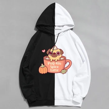 Mopsis-kin Spice Latte Vīriešu Apģērbu Gadījuma Modes garām Piedurknēm Karikatūra Hoodies Puloveri Vintage Streetwear Top Jaunas Sievietes 2022