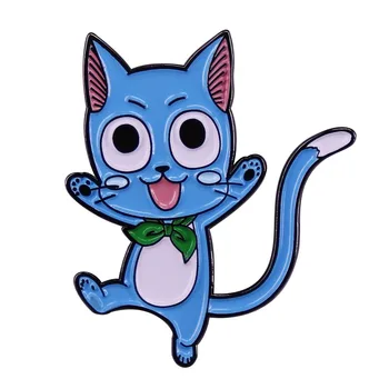 Natsu Dragneel Labākais Draugs Laimīgs Zilā Kaķa Broša Metāla Emblēma Atloks Pin Jaka, Džinsi Modes Rotaslietas, Aksesuāri, Dāvanu