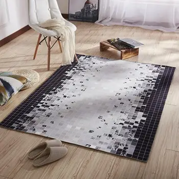 Nordic Super Liels INS Mīksta Flaneļa Ģeometriskā melns un balts Paklājs bieza dzīvojamās istabas Paklājs play mat neslīdoša paklāja segu