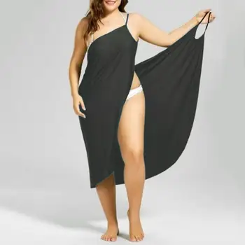 Plus Lieluma Vasaras Pludmales Sexy Sievietes tīrtoņa Krāsu Wrap Kleita Bikini uz Augšu, Sarongs Sieviešu Apģērbu Swimwears Cover-Ups Plus Lieluma