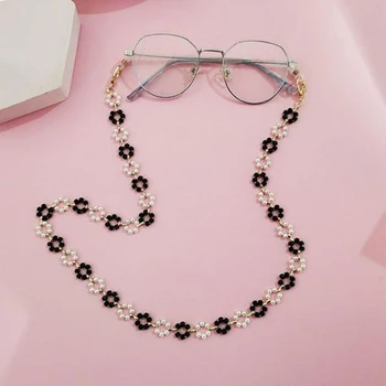 Radošā Ziedu Brilles Ķēdes Siksniņa Pērle Fāzēm Ķēdes Brilles Sieviešu Modes Saulesbrilles Anti-zaudēja Šarmu Rotaslietas