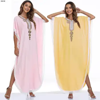 Ramadāna Turcija Musulmaņu Kleita Sievietēm Izšuvumi Abaya Marokas Kaftan Islāma Apģērba Djellaba Dubaija Jilbab Puse Vestidos Abayas