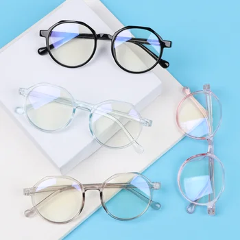 Retro Apaļā Rāmja Vienkāršā Brilles Zilas Apšuvuma Filmu Brilles, Visu Var Saskaņot Vīriešu Un Sieviešu Modes Zilā Gaisma Pretbloķēšanas Brilles, Briļļu