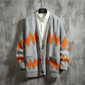 Rudens un ziemas ģeometriskā dimanta režģa trikotāžas jaka vīriešu Retro ins džemperis koledžas stila zaudēt gadījuma pāris mētelis
