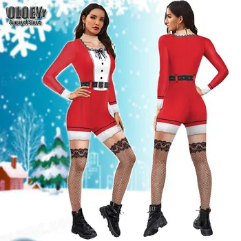 Sieviešu Ziemassvētki Ziemassvētki Jaunais Gads 3D Drukāšanas Jumpsuit Pieaugušo Cosplay Kostīmi Halloween Puse Lomu Spēlē Saģērbt Apģērbs