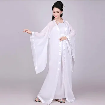 Sieviešu Ķīnas Tautas Deju Pasaku Kleita Zaļa Balta Skatuves Tērpiem Cilvēks Hanfu Sieviete, Tradicionālā Ķīniešu Apģērbi