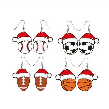 Smieklīgi Futbols Regbijs Basketbols Volejbols Akrila Auskari Radošo Cute Ziemassvētku Cepuri Bumbu Earings Sievietēm Tendence Rotaslietas Jaunas