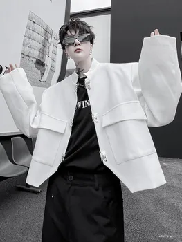 SYUHGFA Vīriešu Apģērbu korejas Īss Stilā Tauriņš Vienu Krūtīm Modes Tērps Vīriešu 2023 Rudens Zaudēt garām Piedurknēm Bleizeri