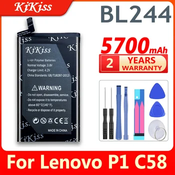 Sākotnējā KiKiss BL244 Akumulatoru, Lenovo Vibe P1 P1A42 P1C58 P1C72 Akumulators Li-ion Nomaiņa Mobilo Telefonu Baterijas+Dāvana Rīks