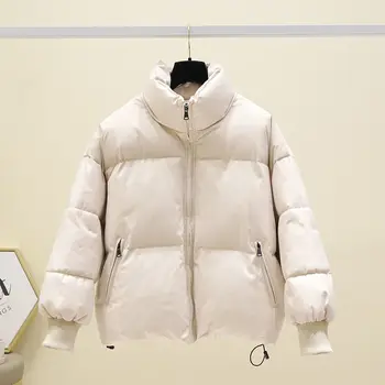 Tīrtoņa Krāsu Vienkārša Kokvilnas Apģērbs Rudens Ziemas Jaunas Meitenes Korejiešu Versija Maizi, Drēbes Īsā Rindkopā Biezāka Jaka