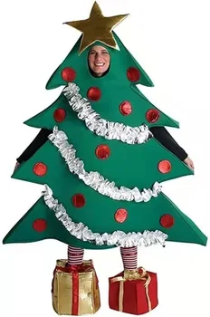 Unisex Ziemassvētku Zaļā Cosplay Apģērbu Komplekti Smieklīgi Koku Formas Skatuves Sniegumu Kostīmu+Dāvana Formas Apavi Aksesuāri Viens Izmērs
