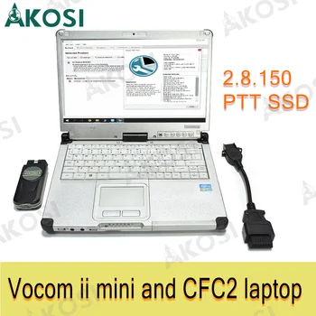 Volvo Vocom II mini tehnoloģiju APCI RĀCIJAS RĀCIJAS 2.8 tehnoloģiju rīks, kravas automašīnu diagnostikas rīks+CFC2 Portatīvo datoru programmatūras preinstall Diagnostikas