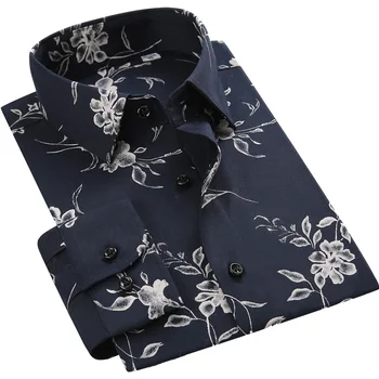 Vīriešu Modes Ziedu Drukāt Havaju Krekls Pocketless Dizaina garām Piedurknēm Slim Gadījuma Pludmales Krekli korejas Tendences Apģērbu