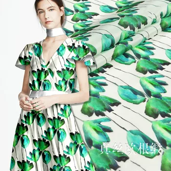 Zaļā zīda Organza satīna pavasarī un vasarā, liecina jomā dabīgā zīda auduma zīda auduma sieviešu apģērbu audums 140cm plats 12mm