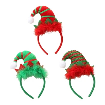 Ziemassvētku Cepures iedegties Elf Cepuri Galvassegu Elf Puse Cepures Daudzkrāsains Headpiece Bērniem, Pieaugušajiem Brīvdienu Pusēm